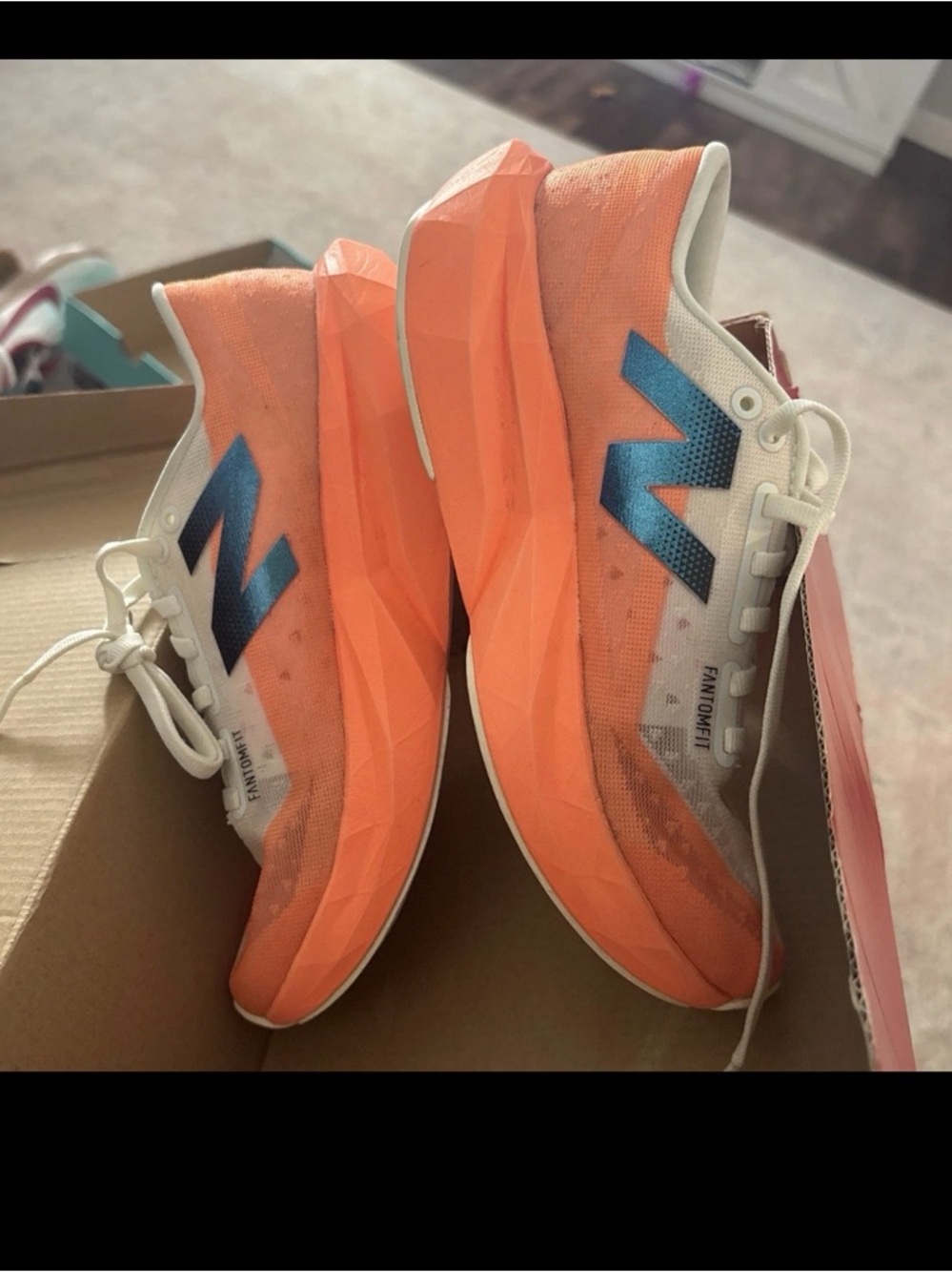 New Balance Women’s FuelCell Running Shoes - Orange with Blue N - Picture 2 of 5